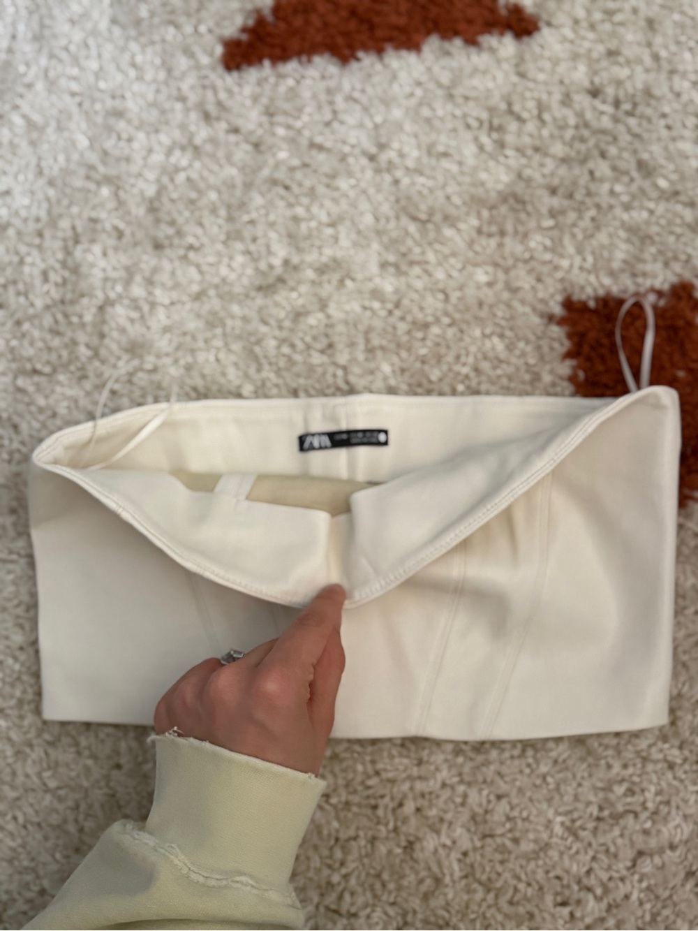 ZARA Cream Strapless Bustier Top with Structured Seams